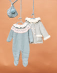 Faux Sheepskin Blue Coat with Hoodie