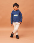 Blue Hoodie with Yellow Fish