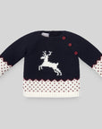 Dark Blue Sweater for boys with reindeer