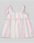 Top for girls in multicoloured fabric with eyelets