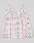 Top for girls in multicoloured fabric with eyelets