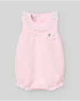 Knit romper with a ribbed yoke