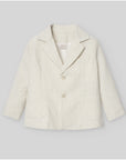 Beige Blazer in dual-tone striped seersucker fabric