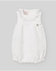 Knit romper with a ribbed yoke