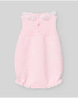 Knit romper with a ribbed yoke