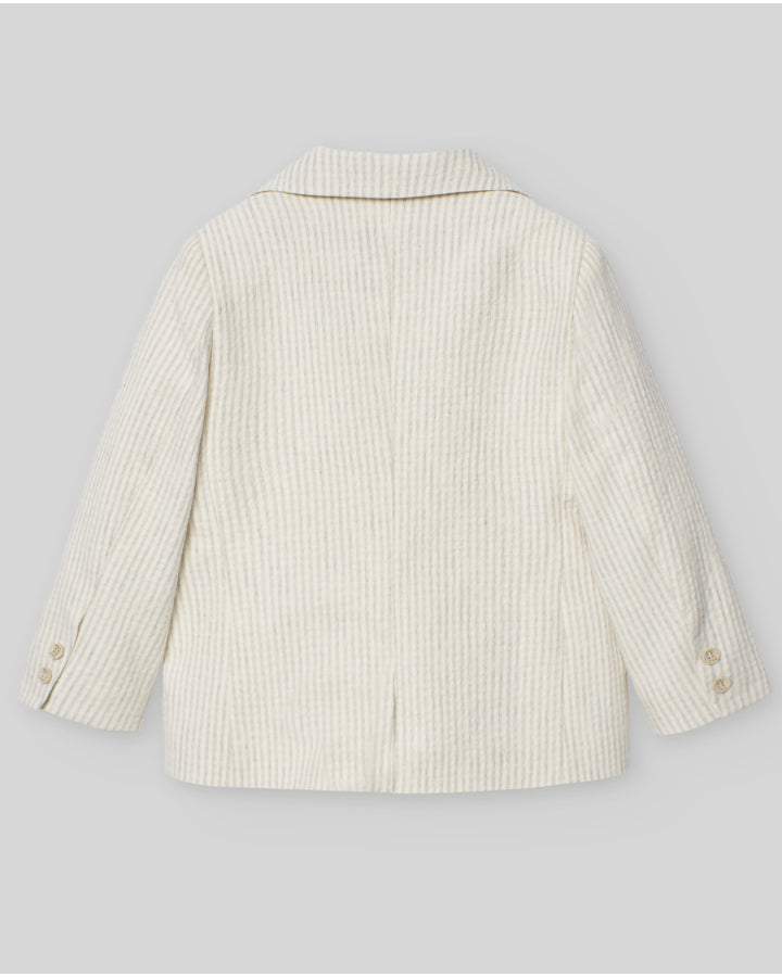 Beige Blazer in dual-tone striped seersucker fabric