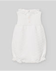 Knit romper with a ribbed yoke