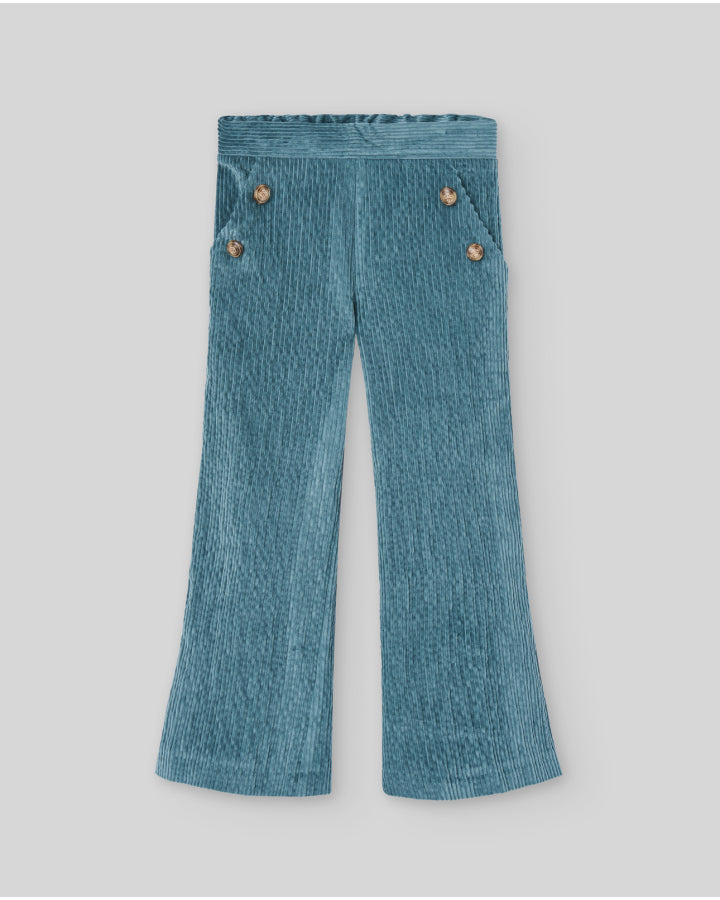 Long girl’s corduroy trousers in green