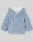 Knitted coat with hood