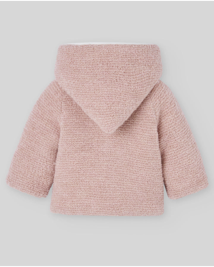 Knitted coat with hood