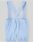 Boys' linen shorts with crossed suspenders