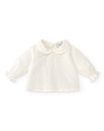 Button Back Ivory Blouse with Claudine Collar