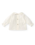 Button Back Ivory Blouse with Claudine Collar
