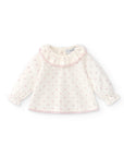 White Blouse with little pink holes and Berta collar