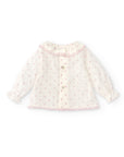 White Blouse with little pink holes and Berta collar