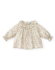 Cream color Blouse with blue leaves