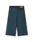 Blue Velvet Corduroy High-Waist trousers with silver buttons