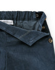 Blue Velvet Corduroy High-Waist trousers with silver buttons
