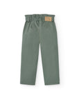Green High-Waist trousers in Cotton with button closure