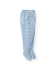 Baby Blue Knitted Footed Legging with side braided details