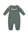 Gray-Green Knitted non-footed Overall with Deer