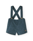 Gray-Green Velvet Shorts with suspended straps