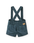 Gray-Green Velvet Shorts with suspended straps