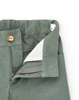 Green Cotton Trousers with Button closer