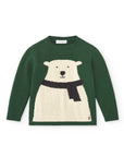 Green Knitted Sweater with White Bear