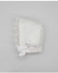 WHITE EMBROIDERED TULLE BONNET