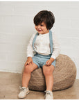 Green Linen Shorts with Braces