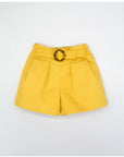 YELLOW TWILL RUFFLE SHORTS