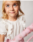 BLOUSE WITH RUFFLE AND HALF SLEEVE WHITE