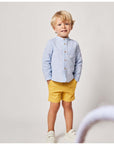 Light Blue Linen Shirt With Wooden Buttons