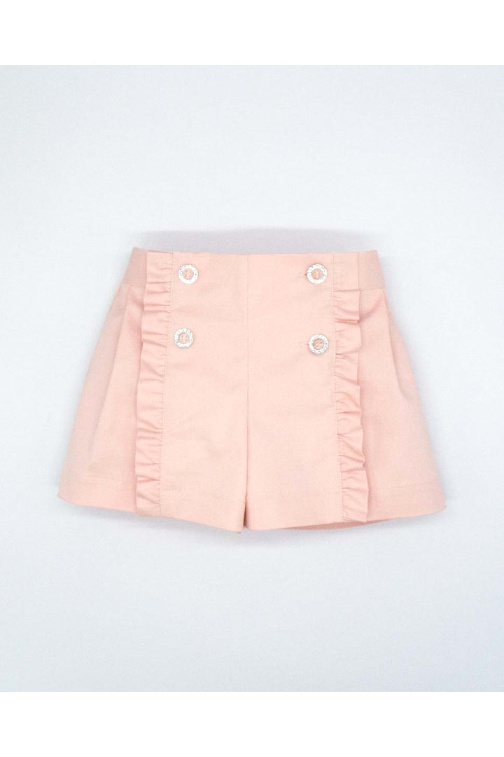 PINK TWILL RUFFLE SHORTS