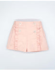 PINK TWILL RUFFLE SHORTS