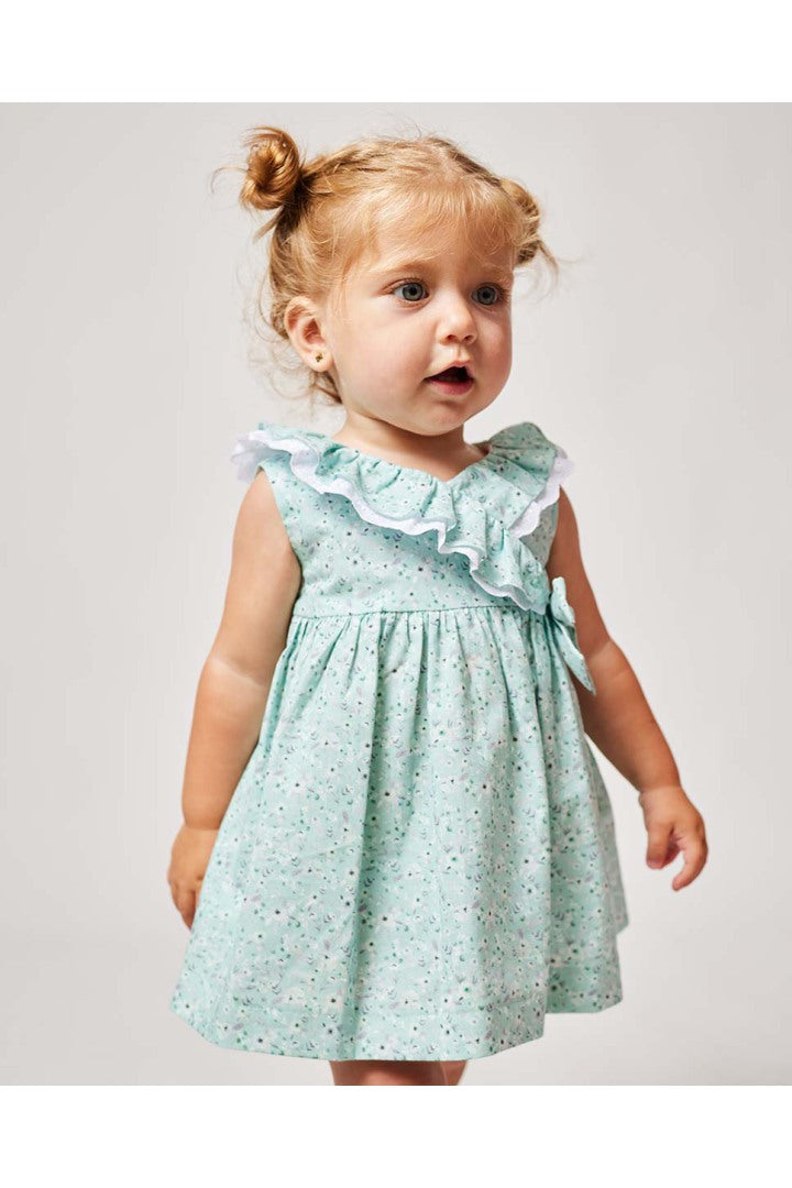 Green Floral Ruffle Dress for Girls