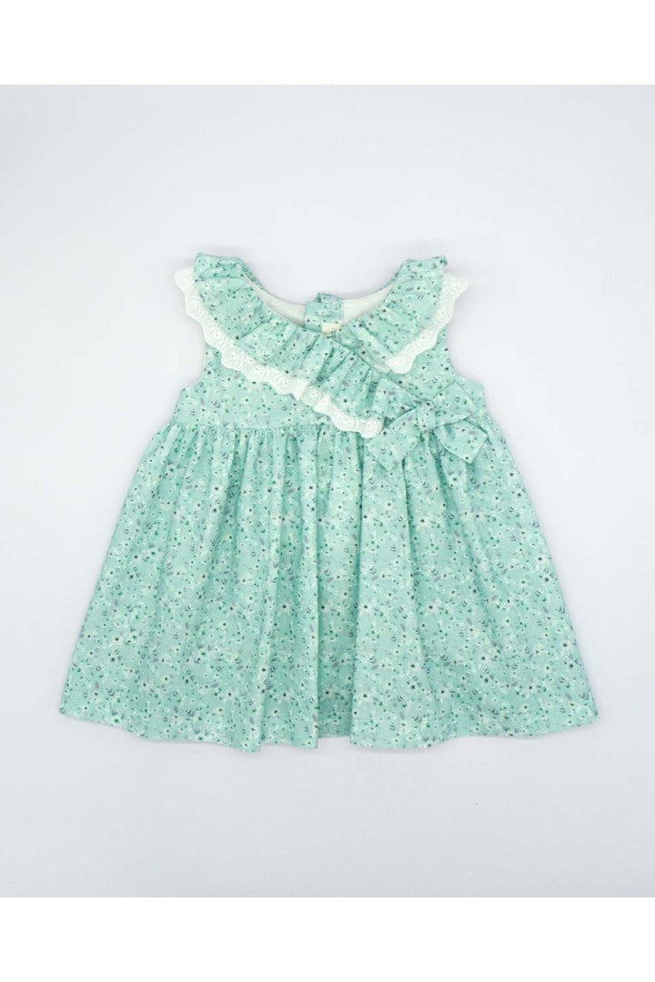 Green Floral Ruffle Dress for Girls