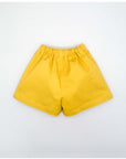 YELLOW TWILL RUFFLE SHORTS