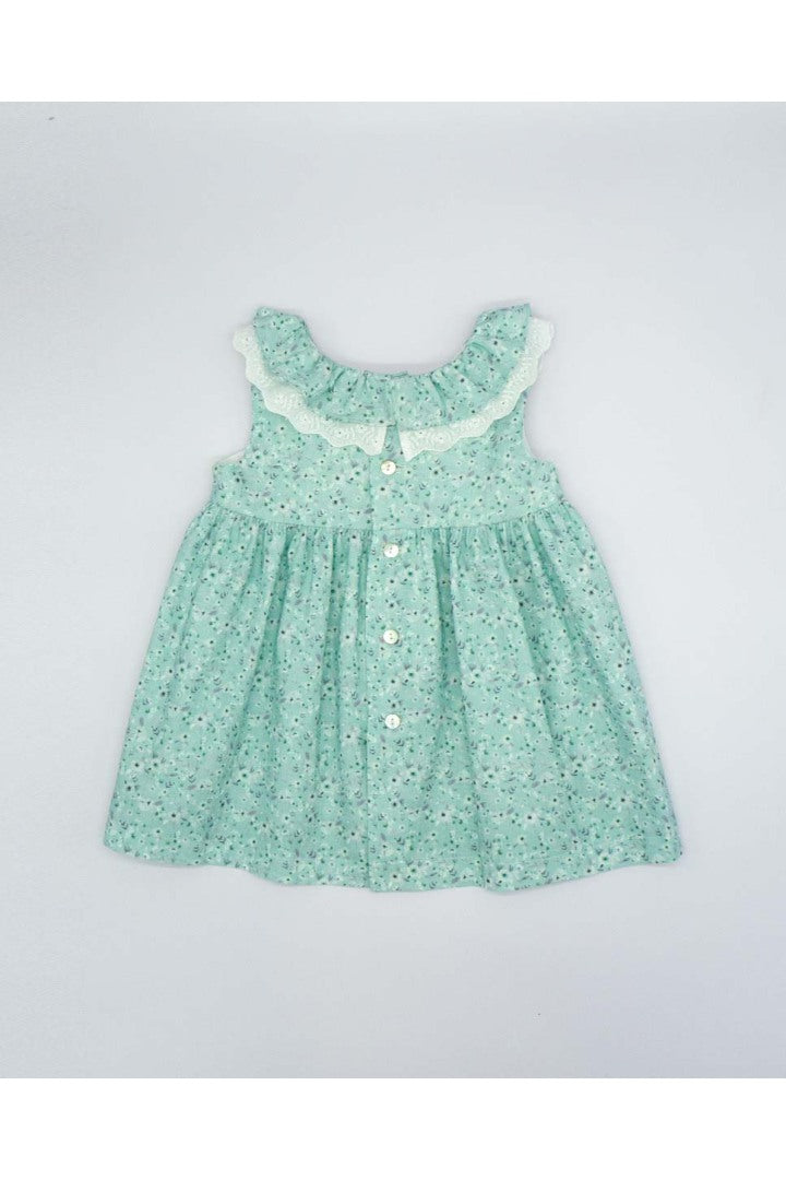 Green Floral Ruffle Dress for Girls