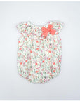 Pink Ruffled romper with Pink Flower Bow for Little Girl