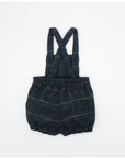 BLUE OVERALL WITH MULTICOLOR CHECKED WOOL