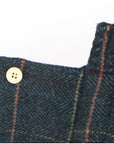 BLUE OVERALL WITH MULTICOLOR CHECKED WOOL