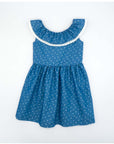 Denim Ruffle Dress with Flower Neckline