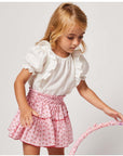 BLOUSE WITH RUFFLE AND HALF SLEEVE WHITE
