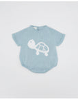 SHORT SLEEVE TURTLE PATTERNED ROMPER