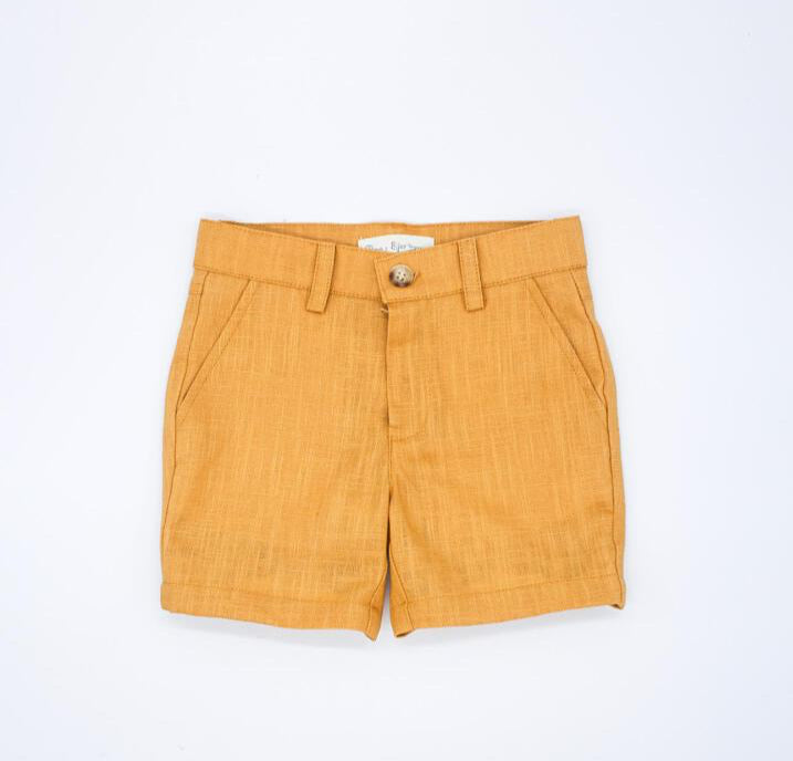 Mustard linen Bermuda shorts