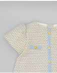 Chanel-inspired Blue Dress with gold metallic buttons