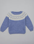 BLUE SWEATER WITH PATTERNED YOKE