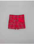 Red shorts in textured fabric